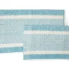 Aqua & White Stripe Chenille 2-Piece Bath Rug Set