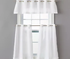White Tucker Valance & Tier 3-Piece Curtain Set