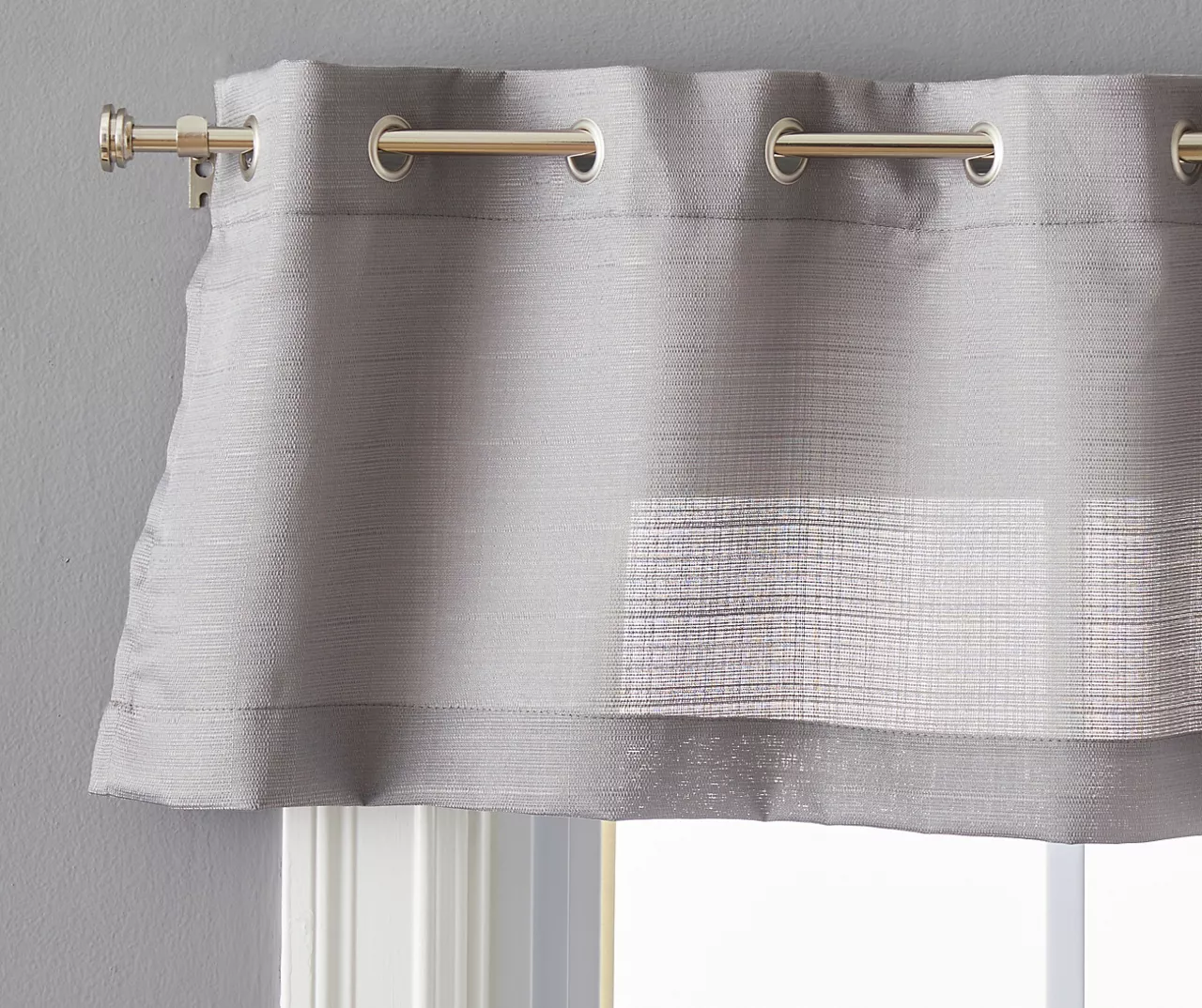Gray Tucker Valance & Tier 3-Piece Curtain Set - Image 2