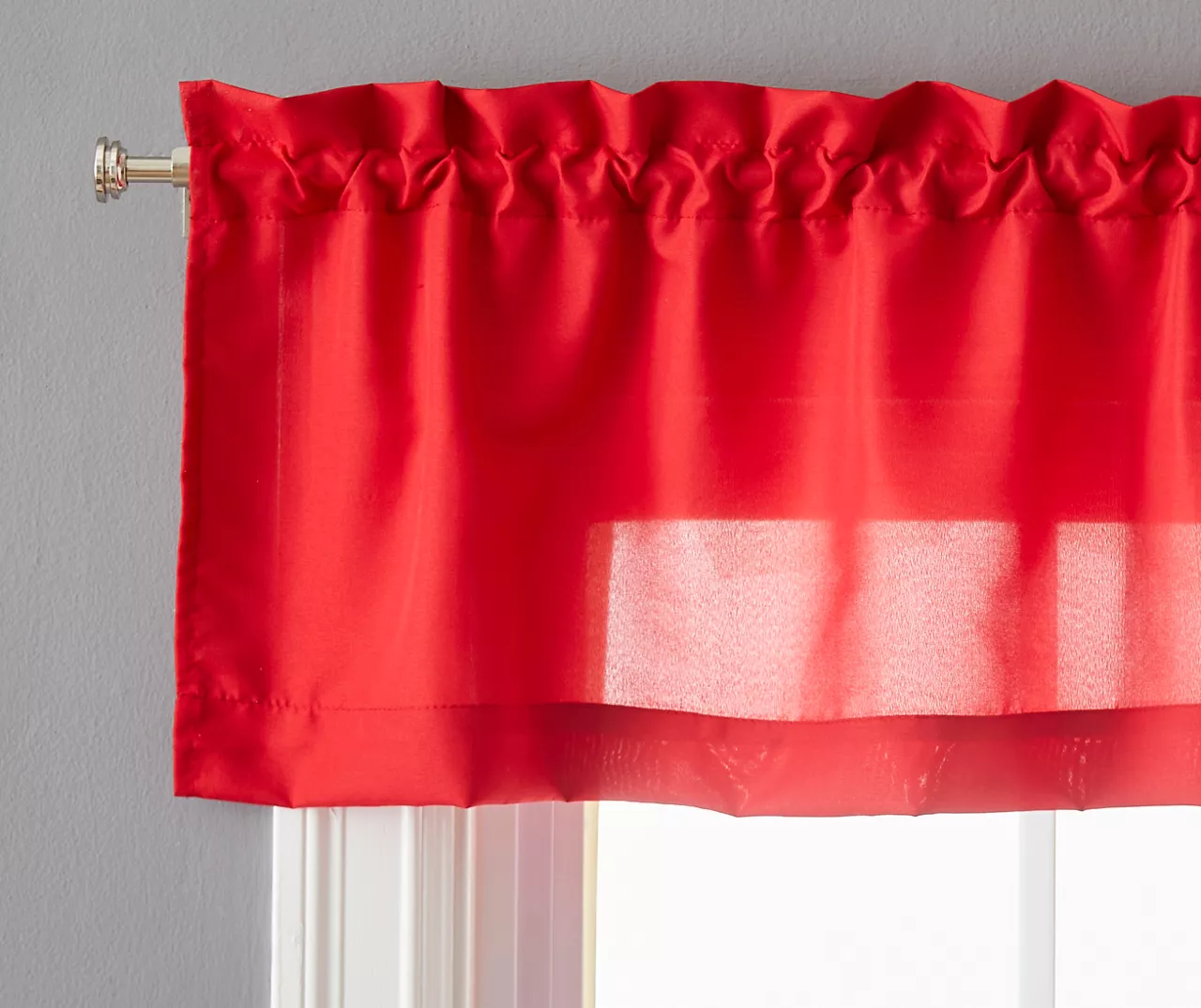 Red Marla Valance & Tier 3-Piece Curtain Set - Image 2