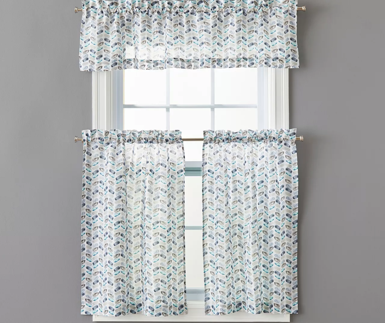 Walden Geometric Valance & Tier 3-Piece Curtain Set