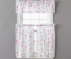 Utensils Print Valance & Tier 3-Piece Curtain Set