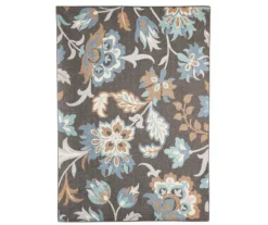 Real Living Gray, Aqua Blue & Brown Jacobean Rug -Household products sale 810512699