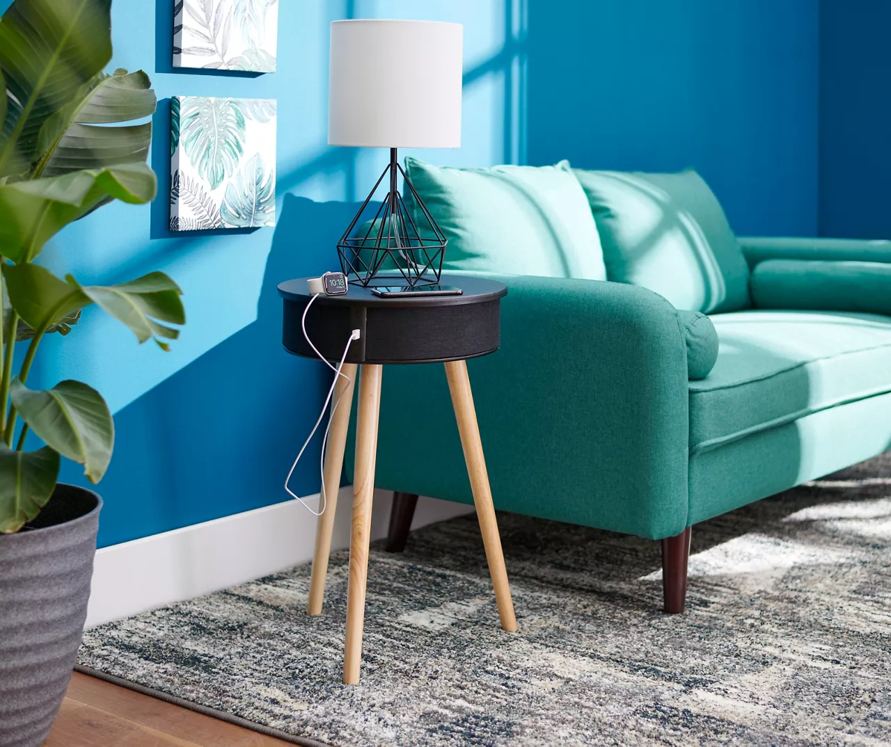 Real Living End Table With Bluetooth Speaker & USB Port