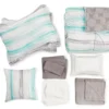 Aqua & Gray Stripe Full 14-Piece Reversible Comforter Set