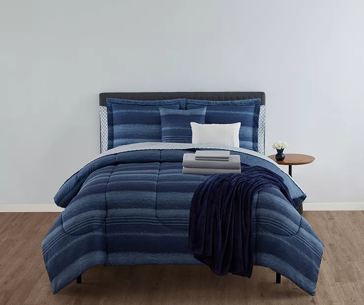 Real Living Navy Stripe Comforter Set - Image 5