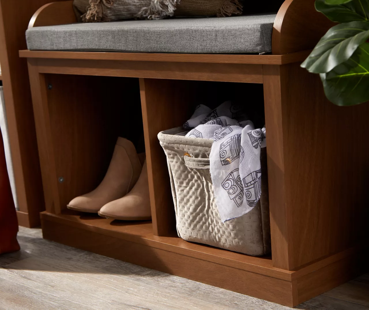 Real Living Villa Park 2-Hook Hall Tree With Cushioned Bench - Image 6