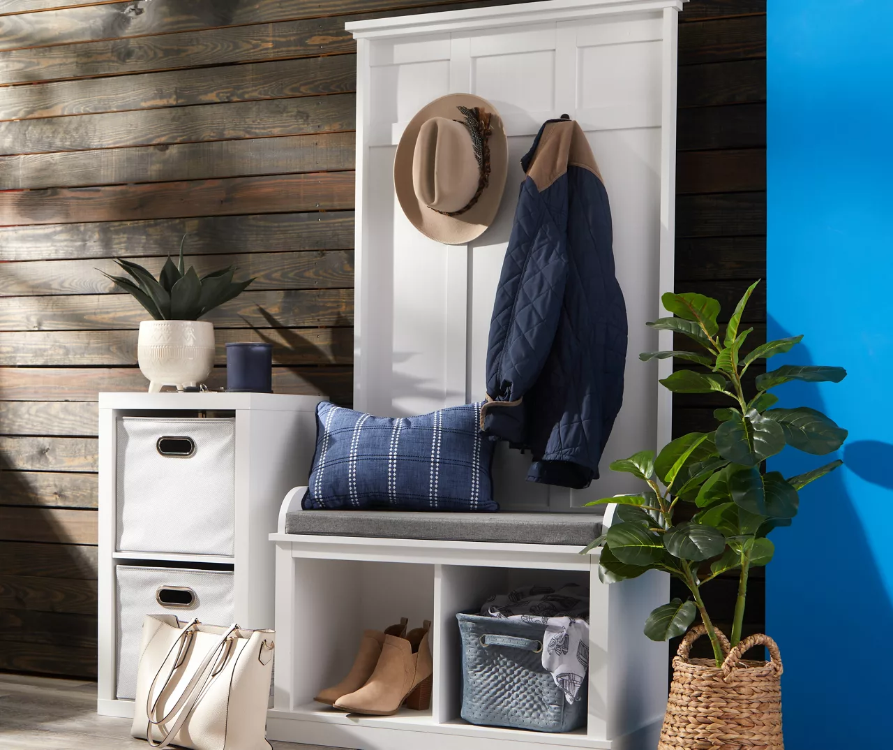 Real Living Villa Park 2-Hook Hall Tree With Cushioned Bench - Image 13