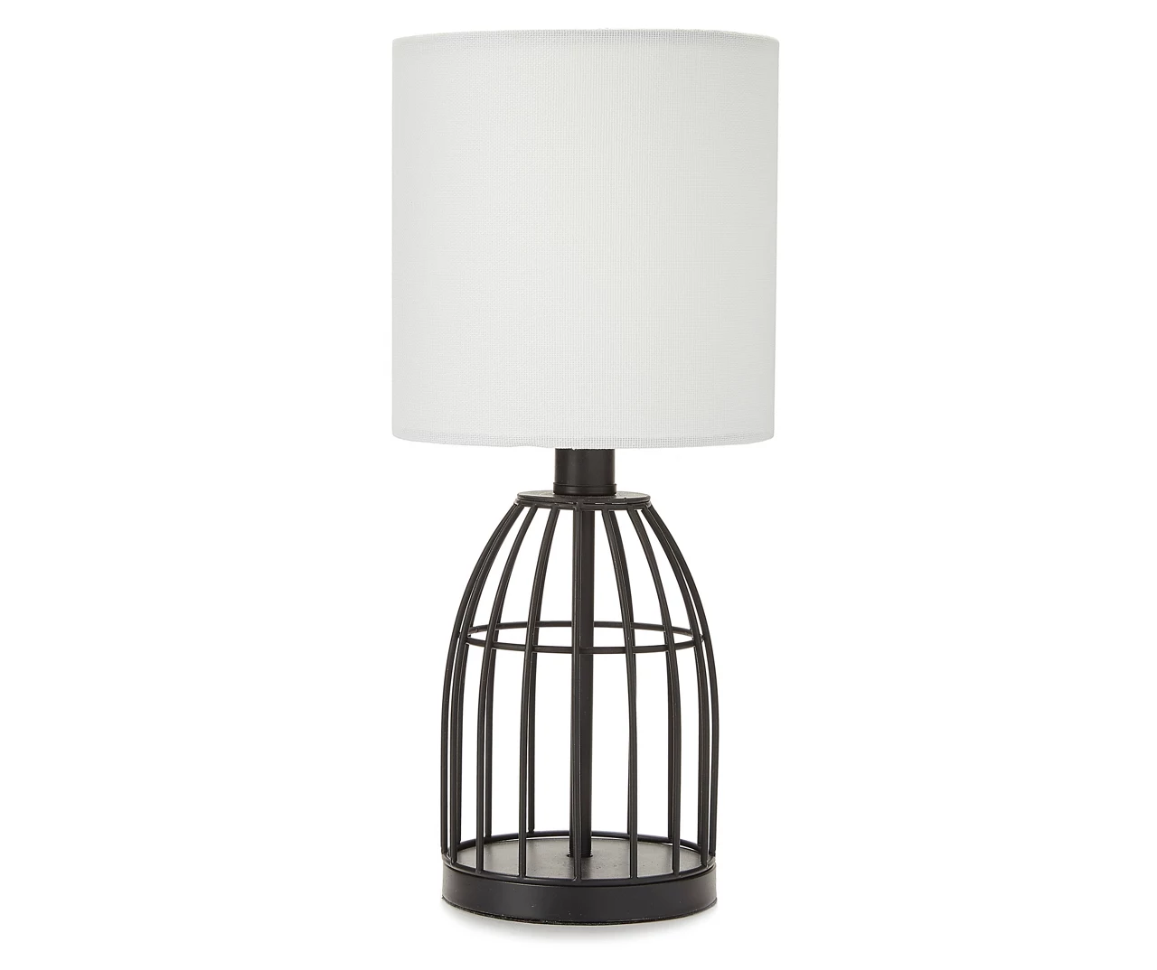 Black Wire Cage Table Lamp With Bulb
