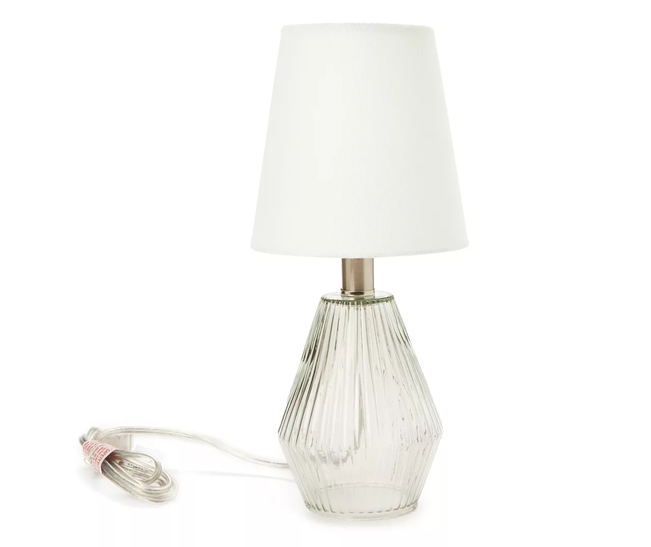 Clear & White Textured Glass Table Lamp With Bulb