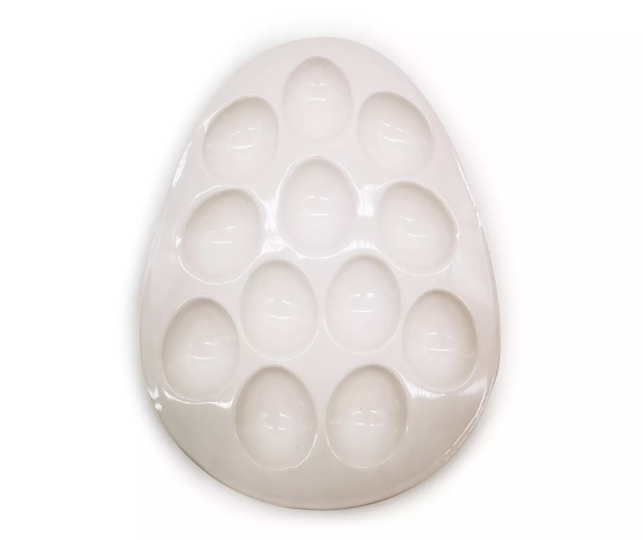 White Stoneware Egg-Shape Deviled Egg Plate