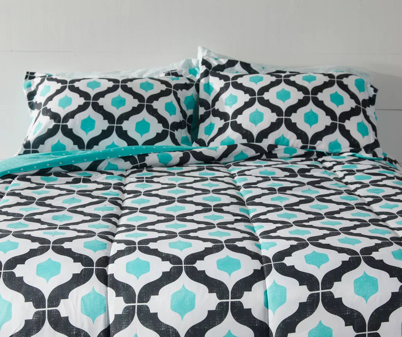 Blue & Black Arabesque Microfiber Full 9-Piece Bed-in-a-Bag Set - Image 2