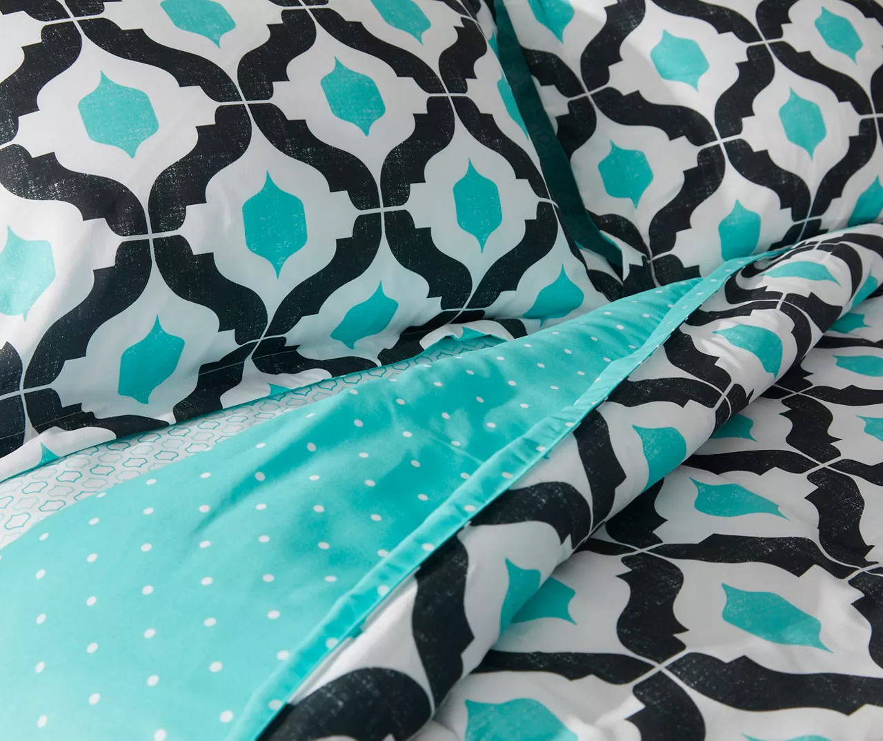 Blue & Black Arabesque Microfiber Full 9-Piece Bed-in-a-Bag Set - Image 3