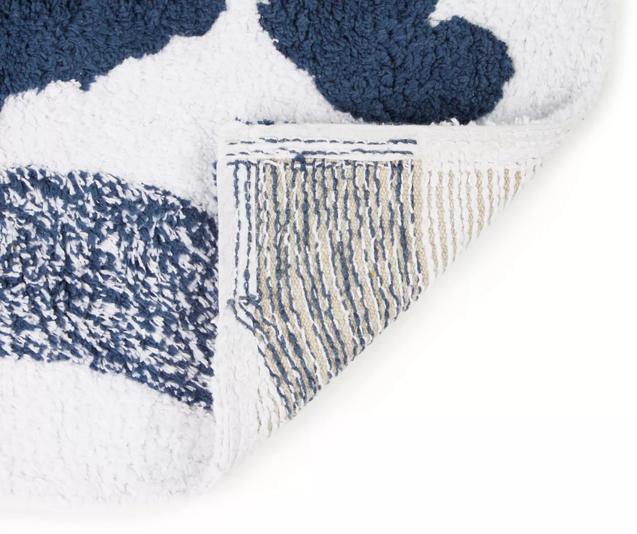 Grecian Getaway Navy & White Ink Stripe Fish Bath Rug - Image 2