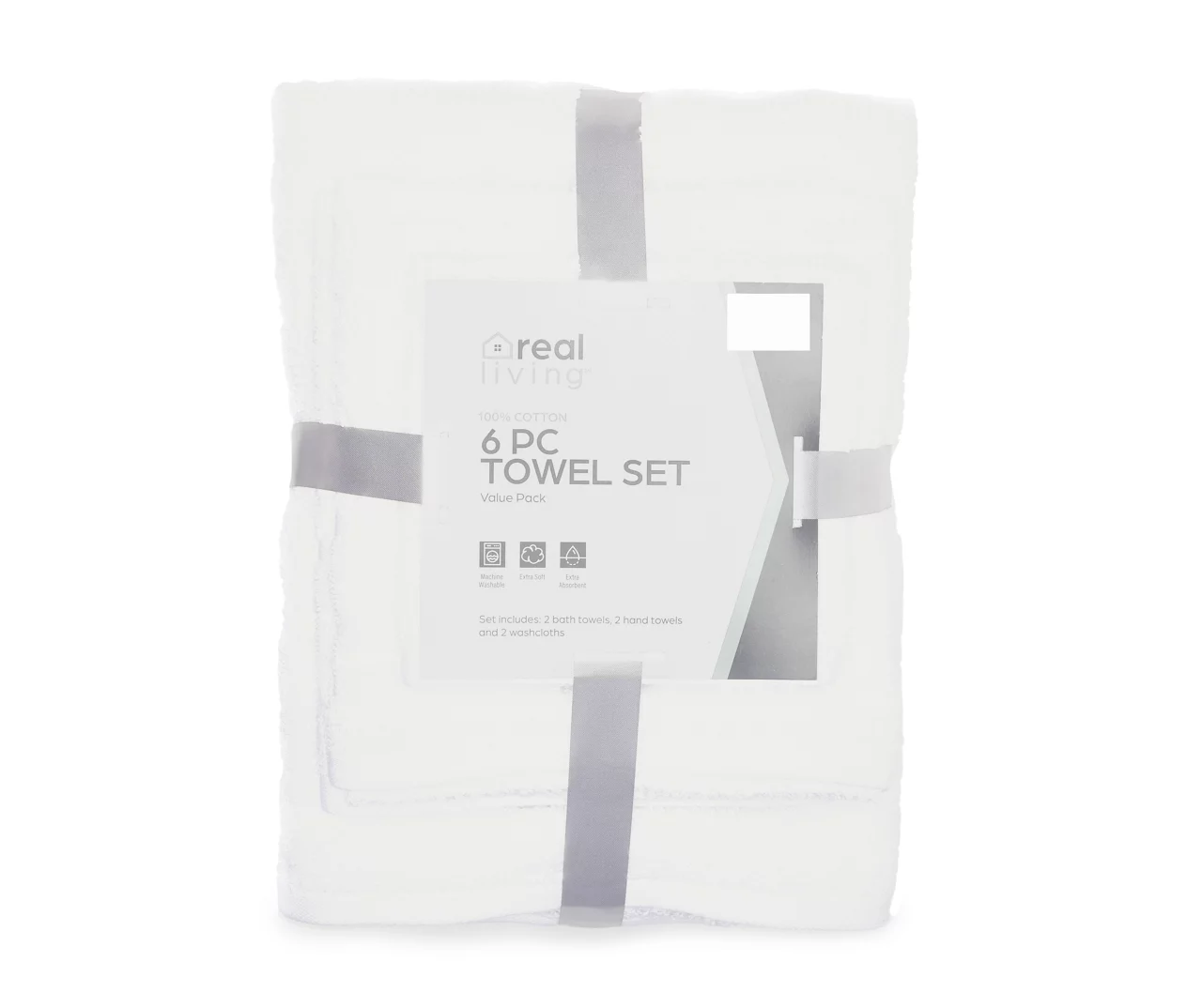 Real Living Checkerboard Texture 6-Piece Towel Set - Image 4