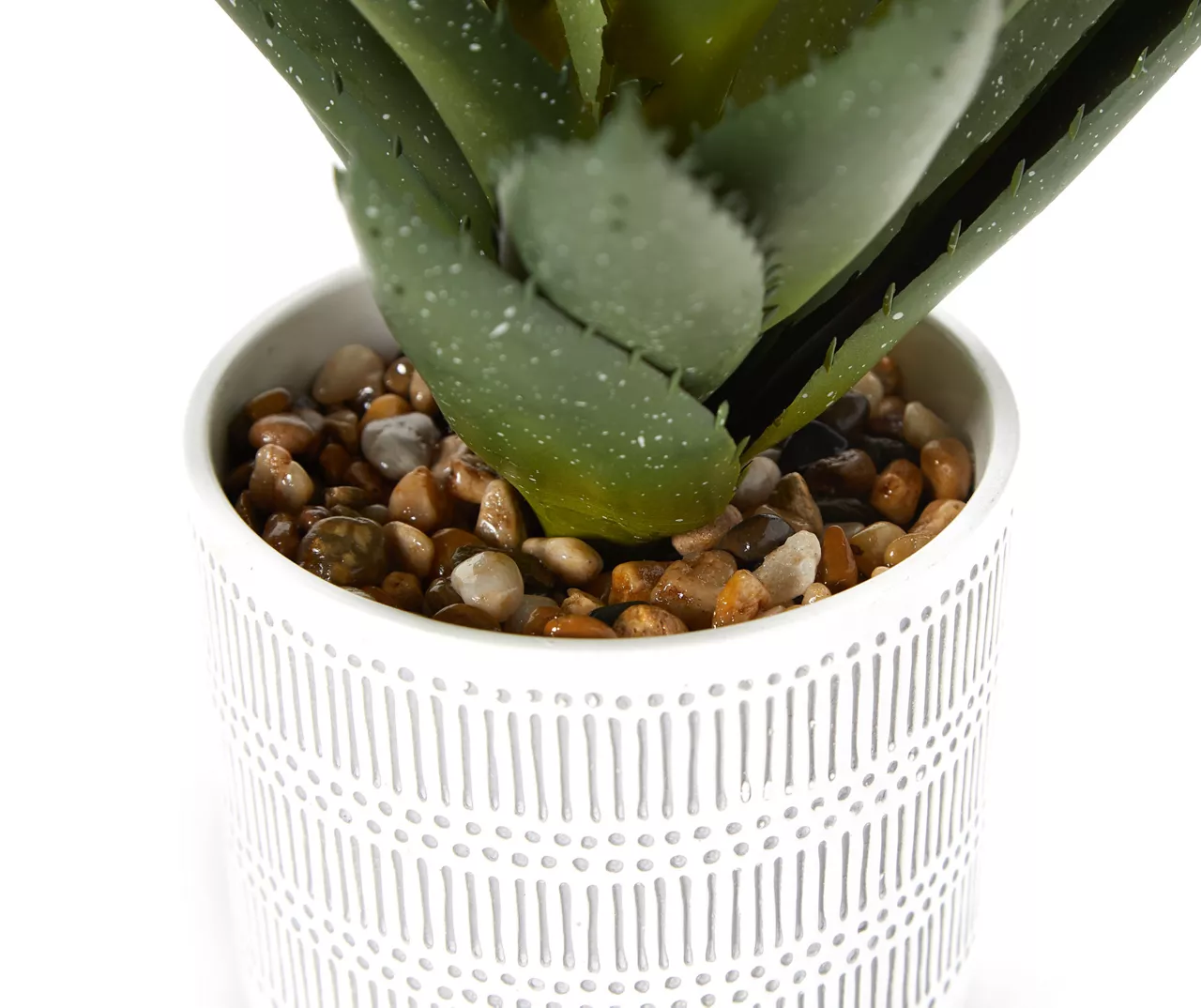 Artificial Aloe In Line & Dot Ceramic Pot - Image 2