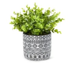 Artificial Plant In Black & White Southwest Cement Pot