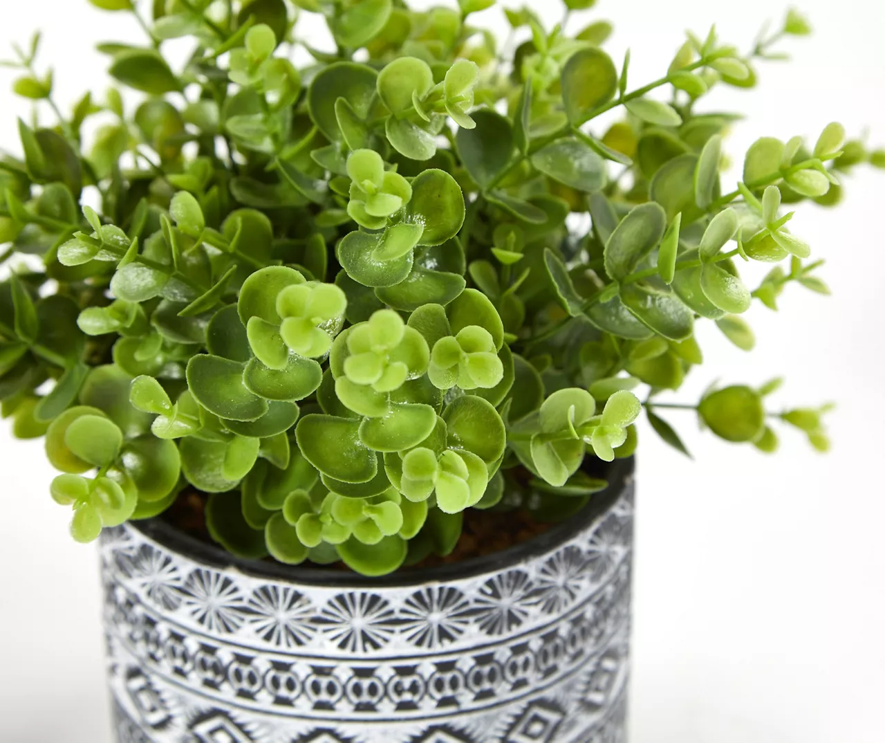 Artificial Plant In Black & White Southwest Cement Pot - Image 2
