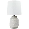 Ivory Geometric Embossed Ceramic Table Lamp With Bulb