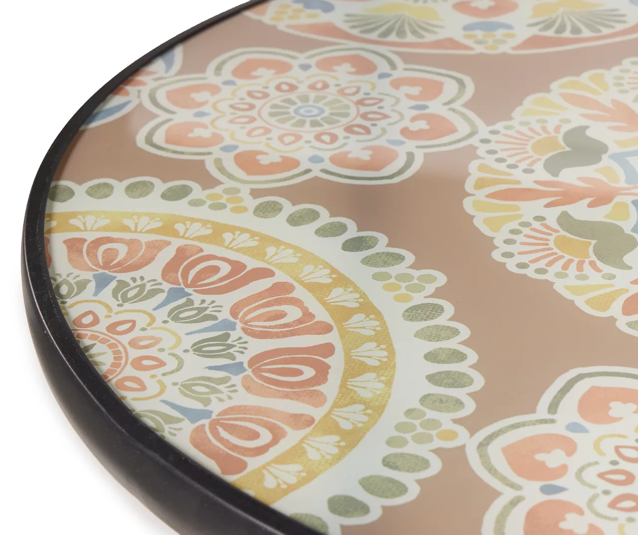 Brown & Green Medallion Tempered Glass Folding Patio Table - Image 2