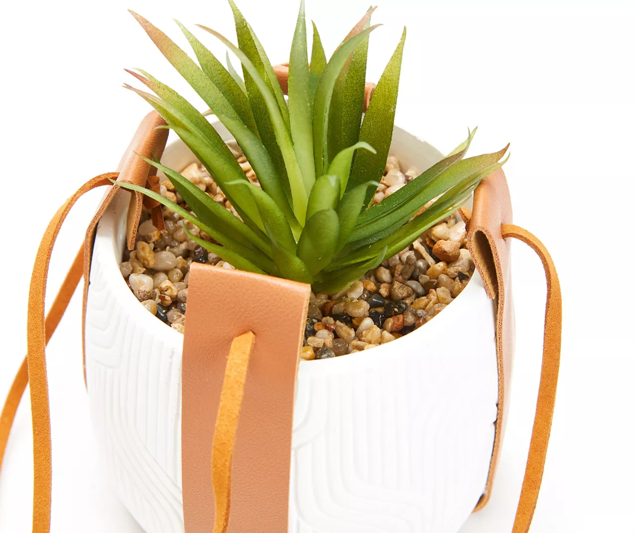 Green Artificial Succulent With White Hanging Pot - Image 2