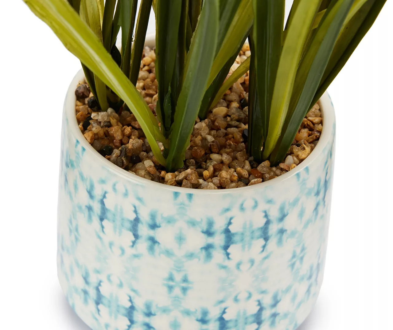 Grecian Getaway Green Artificial Greenery With White & Blue Ceramic Pot - Image 2