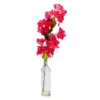 Grecian Getaway Red Artificial Bougainvillea Stem With Glass Vase