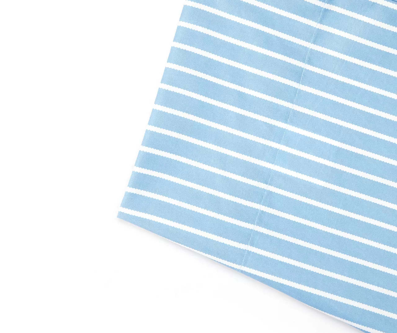 Blue & White Stripe Full 4-Piece Microfiber Sheet Set - Image 2