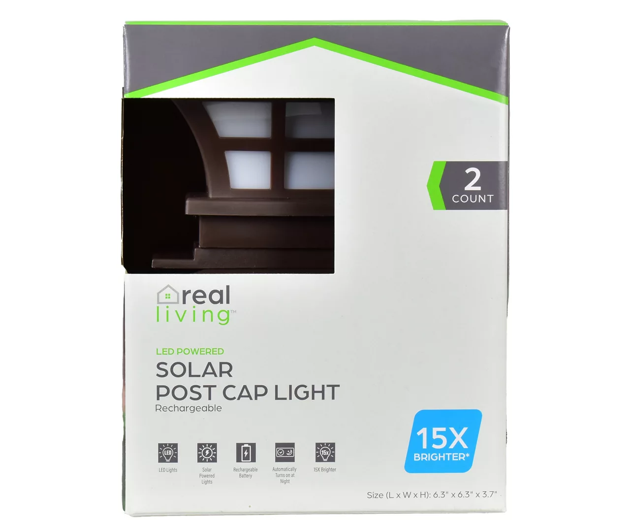 Brown Finish LED Solar Post Cap Light Set, 2-Pack - Image 4