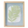 Zenspired Green & Blue Silkscreen Leaf Framed Wall Plaque