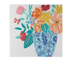 Blossom Blue, Pink & Yellow Floral Embellished Wrapped Canvas