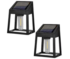 Black Filament LED Solar Wall Light Set, 2-Pack