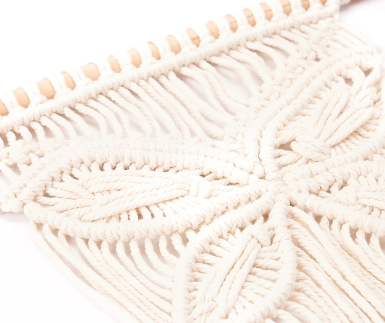 Bohemian Farmhouse Ivory Macrame Wall Plant Pocket - Image 2