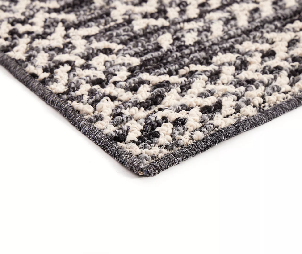 Black & White Braid-Look Border Runner Rug, (2' X 6') - Image 3