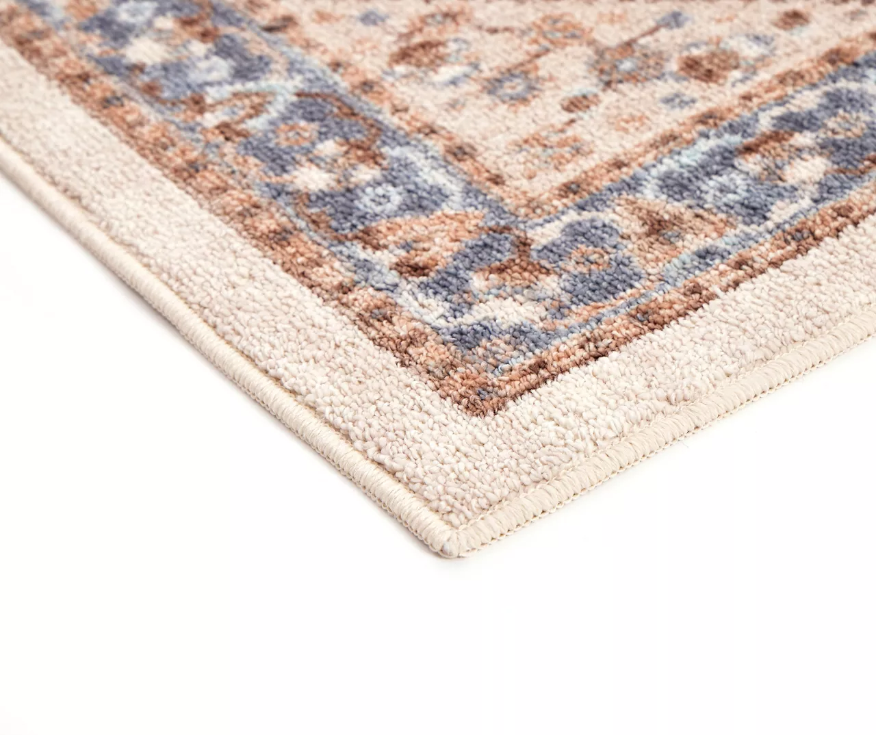 Beige & Blue Floral Persian Runner Rug, (2' X 6') - Image 3