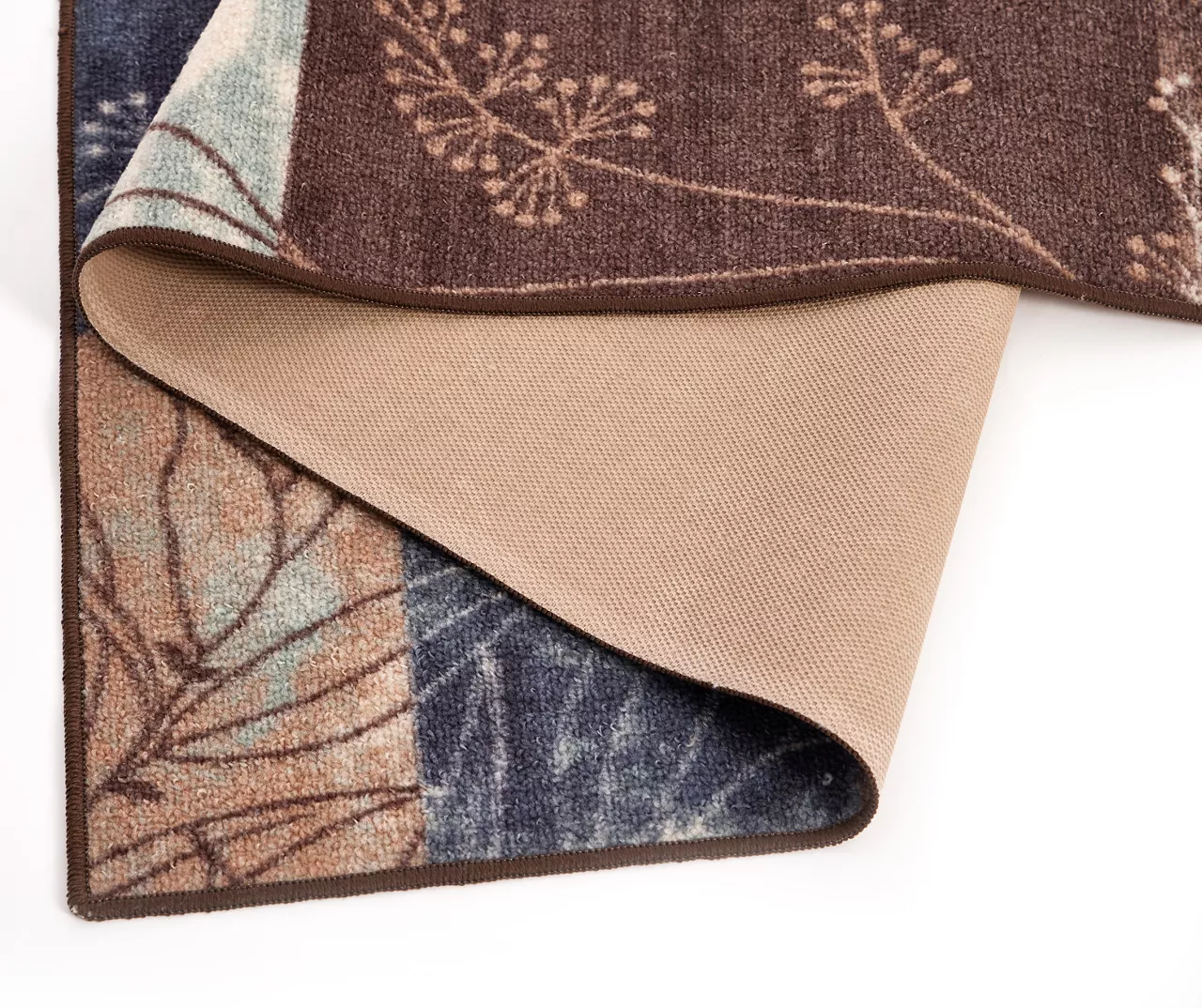 Brown & Blue Illustrated Floral Color Block Runner Rug, (2' X 6') - Image 2