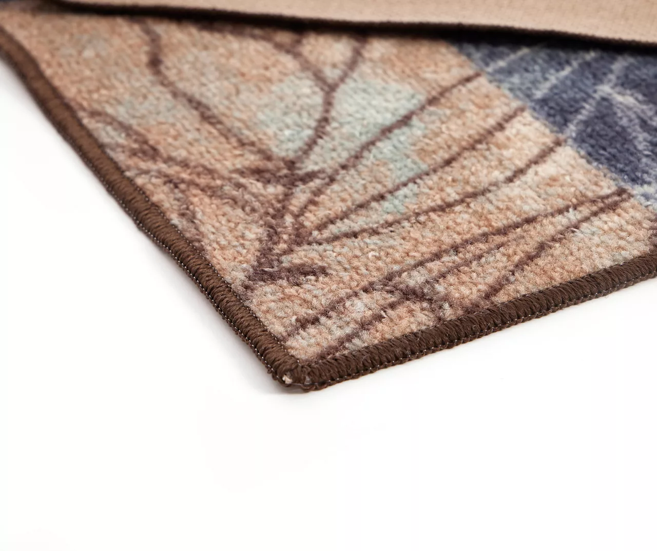 Brown & Blue Illustrated Floral Color Block Runner Rug, (2' X 6') - Image 3