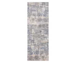 Austin Blue & Gray Abstract Crosshatch Runner Rug, (2' X 7')