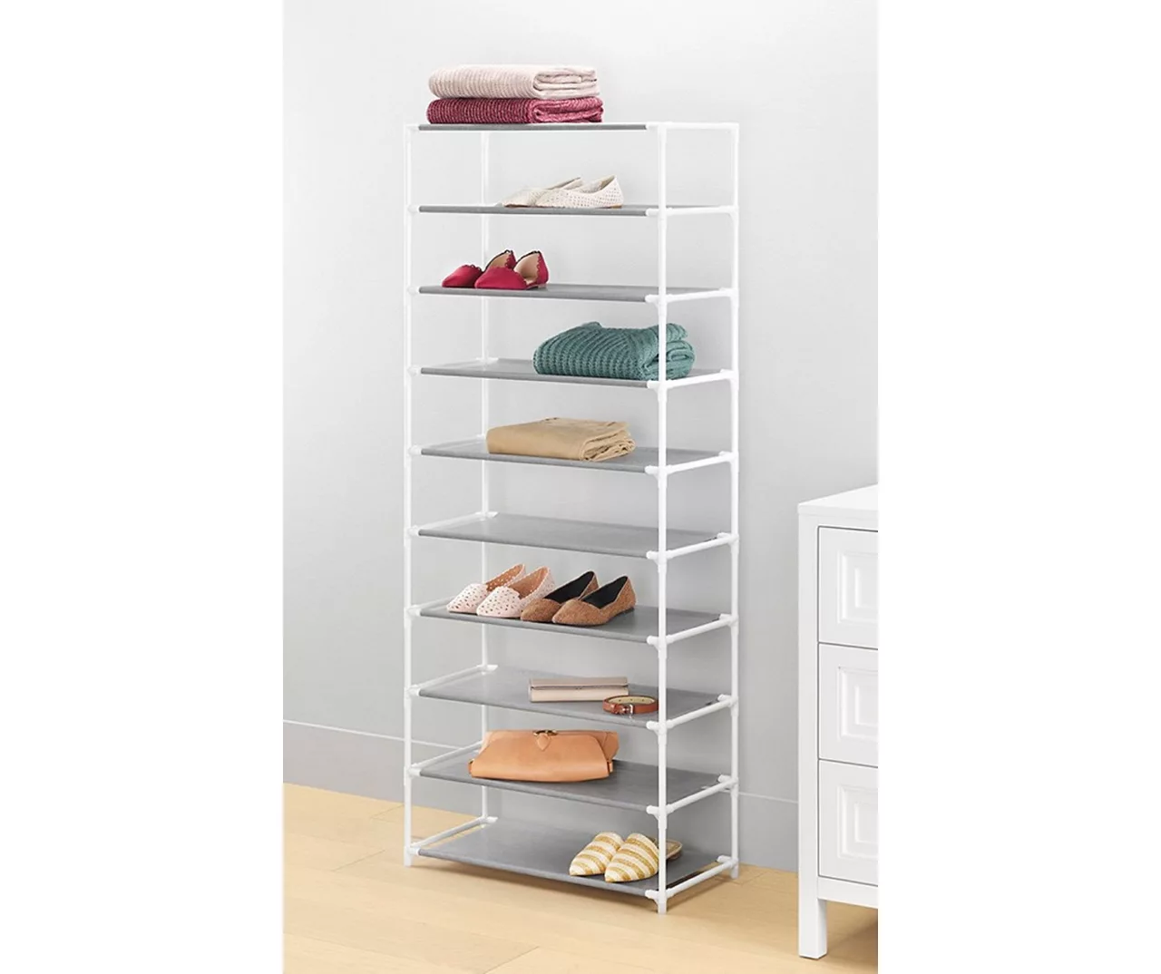 White 10-Tier Shoe Storage Shelf - Image 2