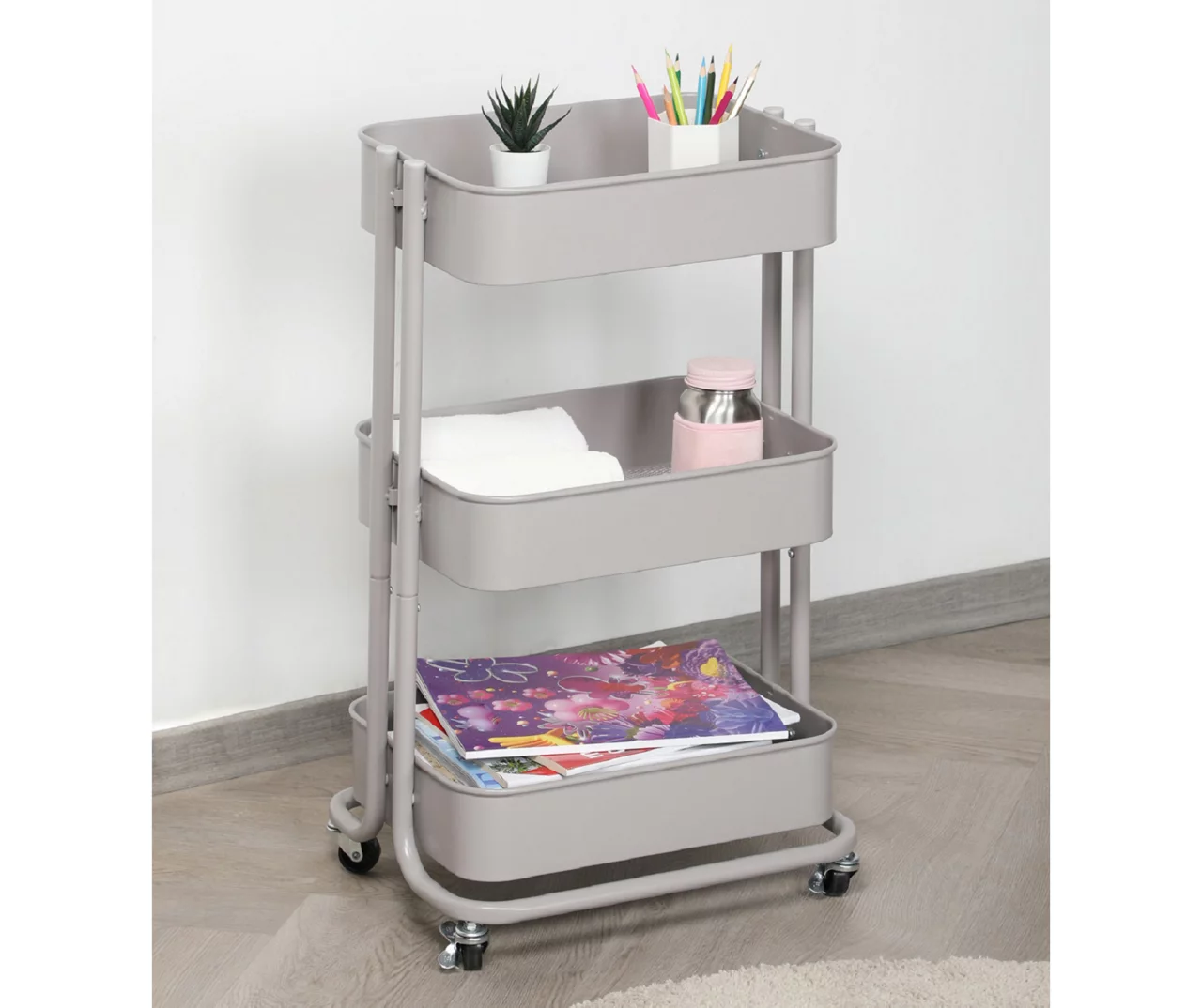 Opal Gray 3-Tier Rolling Cart - Image 2