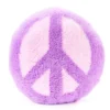 Euphoric Expression Pink Fuzzy Peace Sign Round Accent Pillow