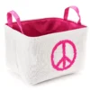 Euphoric Expression White & Pink Peace Sign Canvas Storage Tote