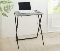 Wood Look Folding Table With USB Charging -Household products sale 810612177 B0 2